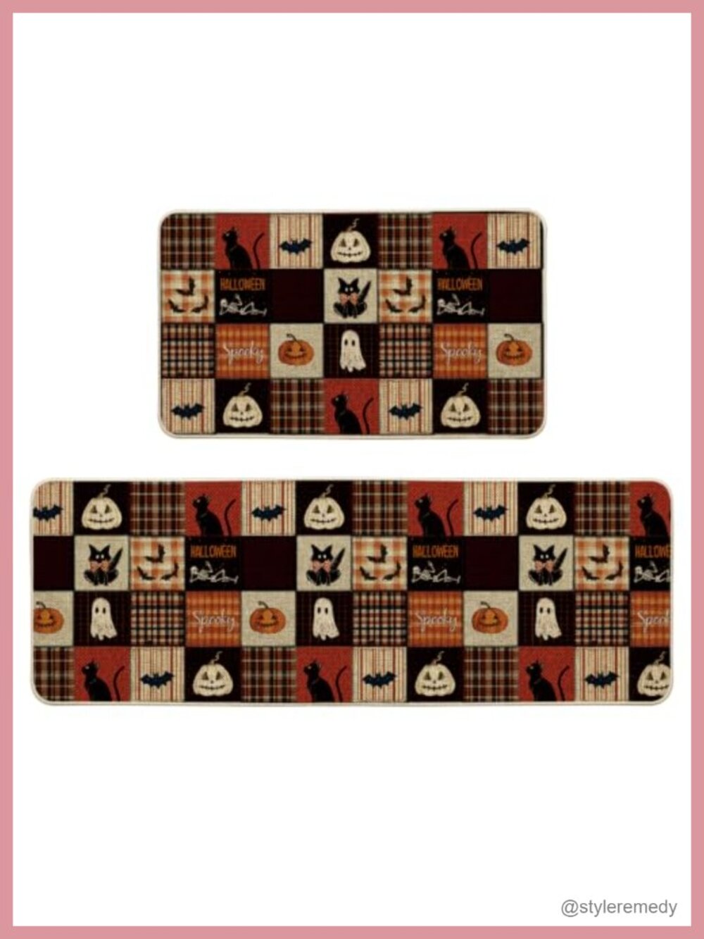 Halloween Kitchen Mats Set of 2 Low Profile Non Slip 17x29 17x47 Inch
